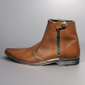 Mens Boot Shoes Zip Adjustable- Brown